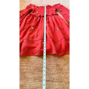 Free People Red Off Shoulder Embroidered Dress Size M thumbnail 4