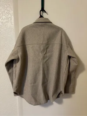 CALIA Oatmeal Heather Patch Pocket Shacket Size XL Tan thumbnail 5