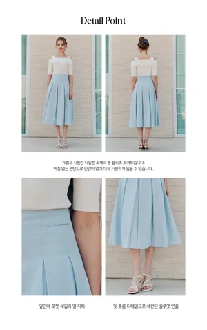 Korean Fashion: Zero Street Lynn Pleats Long Skirt Blue Size M thumbnail 10