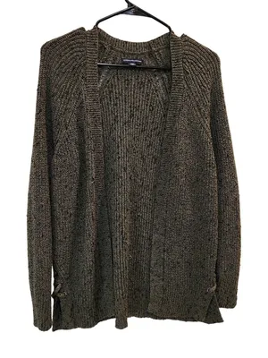 American Eagle Outfitters Dark Green Gray Knit Open Front Cardigan Sweater Small thumbnail 1
