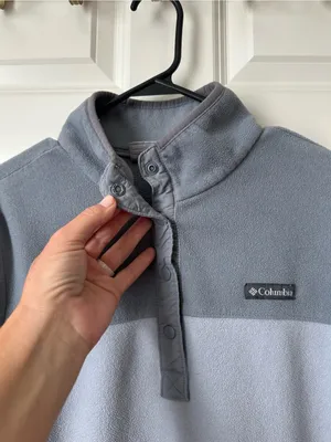Columbia 1/4 Snap Two Tone Gray Fleece Pullover Size L thumbnail 3