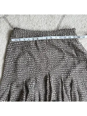 Charter Club Brown Cream Printed Pleated Midi 100% Silk Skirt Lined Flowy Sz 6 thumbnail 2