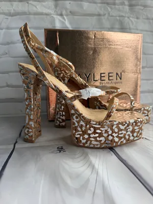 KAYLEEN By Los Angeles Myra-40 in Leopard Silver Metalic Platform Heels thumbnail 7