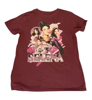 Selena Gomez Selena Quintanilla Graphic Concert Tribute Tee - Maroon/Pink - Size M thumbnail 1