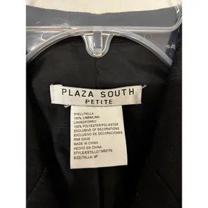 Plaza South Petite Black 100% Linen Sleeveless Button Front Collared Dress 6P thumbnail 3