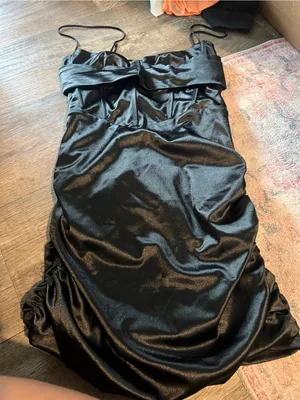 Lucy in the Sky Black Ruched Mini Dress thumbnail 9