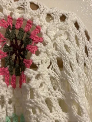 Debut Womens S Small Cardigan White Crochet Granny Squares Boho Festival Cottage thumbnail 3