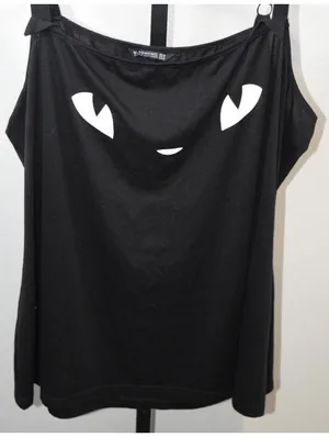 BloomChic Black Plus Size Tank Top with Cute Face Print thumbnail 2