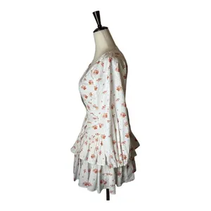 Maia Bergman Floral Wrap Dress Women XS‎ White Boho Ines Boho Cottagecore Mini thumbnail 8