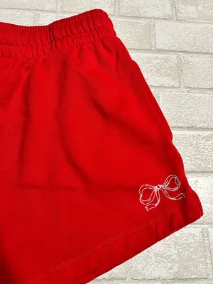 State of Mind Red Athletic Shorts with Bow Accent thumbnail 3