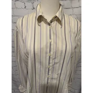 Anne Klein multi-colored button-up blouse classic pointed collar Stretch size 16 thumbnail 2