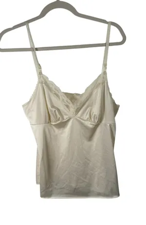 Vanity Fair Cream Lace Satin Babydoll‎ Tank Top Y2K Vintage Womens 38 Large thumbnail 1