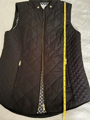 Crown & Ivy Quilted Black Sleeveless Vest Jacket - Classic Lightweight Outerwear thumbnail 6