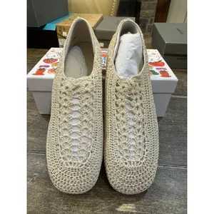 New Jeffrey Campbell Nantucket Knit Crochet Flats in Cream Ivory Womens Size 10M thumbnail 2