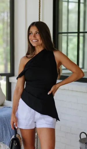 These Three Boutique Asymmetrical top black thumbnail 4