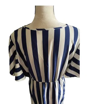 Adorable navy blue and white striped dress thumbnail 8