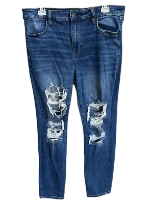 American Eagle Next Level Stretch Distressed Skinny Jeans Size 16 Short thumbnail 2