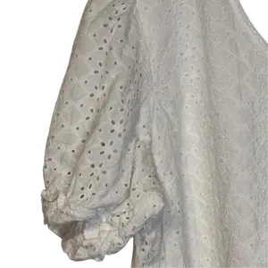 Draper James Womens White Eyelet Puffed Sleeve Peasant V-Neck Blouse XXL thumbnail 4