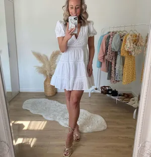 Zara white lace crochet mini dress white shirt sleeve summer sundress thumbnail 2