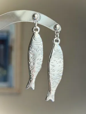 Handmade fully stainless steel statement fish simple earrings🌀🐟 thumbnail 2