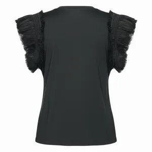 English Factory Mixed Media Tulle Flutter Sleeve Knit Top thumbnail 5