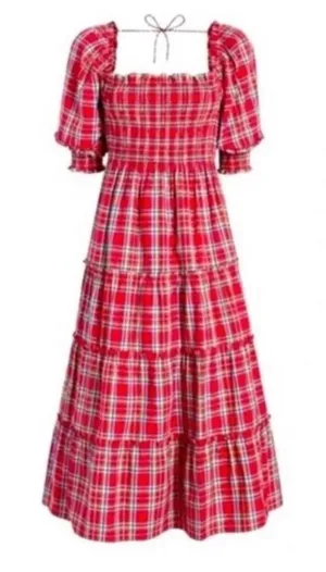 Hill House Red Tartan Nesli Nap Dress XS thumbnail 1