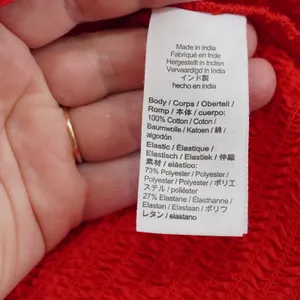 J. Crew Small Smocked Top Bright Red Puff Sleeve Ruffle Neck Organic Cotton thumbnail 5