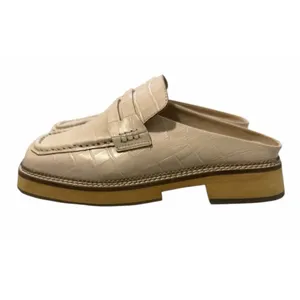 Free‎ People Lilith Loafer Mules Cream Crocodile Print Women's Size 38 thumbnail 2