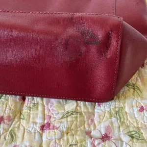 Fiore genuine Red Leather Tote red Crimson Grunge thumbnail 11