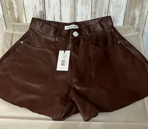 Revolve|WeWoreWhat| VEGAN LEATHER FLARE BELL SHORT| SZ 27 thumbnail 4