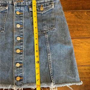 ZARA TRF Button-Front Raw‎ Edge Denim Skirt large size 30 thumbnail 8