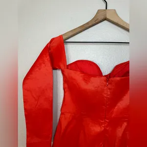 Lovers + Friends Aylah Red Long Sleeve Strapless Mini Dress size Medium $168 thumbnail 12