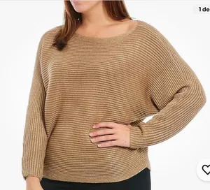 Ralph Lauren Tan Ribbed Boatneck Sweater thumbnail 1