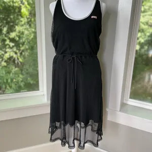Hunter Black Mesh Racerback Zip Back Tennis Dress Swimsuit Coverup Size Small thumbnail 3