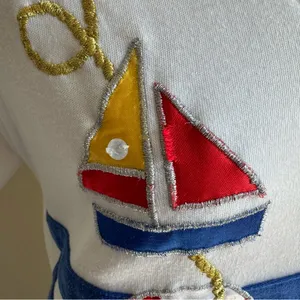 Vintage Nautical Knit Tee‎ Patriotic Sailor Shirt small thumbnail 3