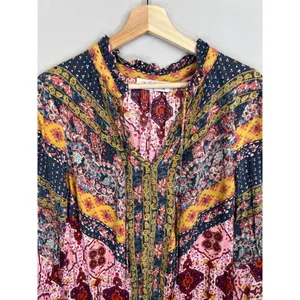 The Rustic Rack Boutique Bohemian Floral Print V Neck Flared Sleeve Blouse Sz M thumbnail 10