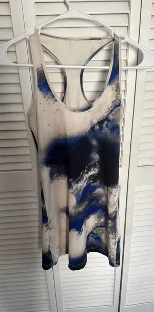 Lululemon Athletica Scoop Me Up racerback tank top featuring a Milky Way marble print. thumbnail 1