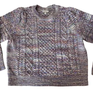 J. Crew Lavender Wool Marled Cable Knit Crewneck Sweater Women's Size Medium thumbnail 4