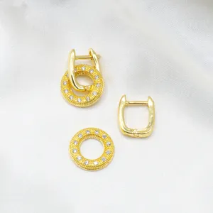 Donut Link Dangling Earrings Gold thumbnail 3