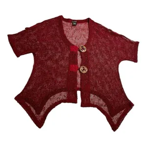 Katie Todd Cardigan Sweater M Medium Lagenlook Boxy Asymmetric Hem Open Knit Art thumbnail 5