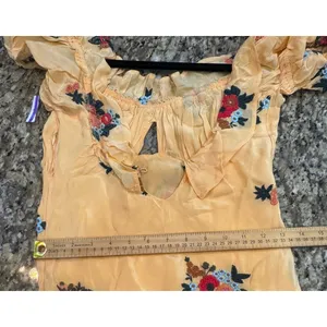 Free People Bali Santa Cruz Maxi Dress Floral Embroidered Cutout Ruffle Size XS thumbnail 12