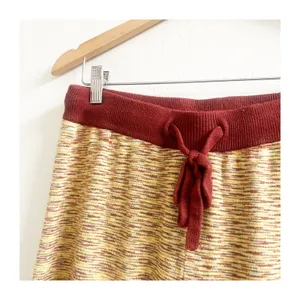 Urban Outfitters Cropped Pants Women L Mustard Spacedye Knit Wide Leg Drawstring thumbnail 4