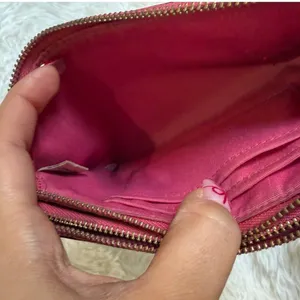 COACH Pink and Brown Signature Coated Canvas Pouch thumbnail 8