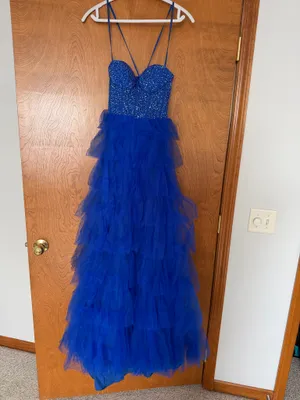 Amelia Couture Whimsical Sleeveless A-Line Gown With Tiered Skirt thumbnail 4