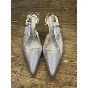 Saint G Leather Slingback Kitten Heel Cynara Silver Metallic Size 36 US 5.5 thumbnail 3
