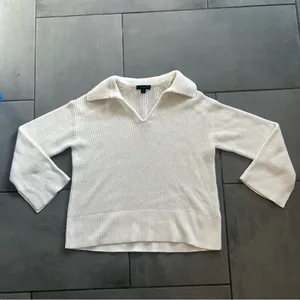 J.Crew Relaxed Collared Sweater in White thumbnail 3