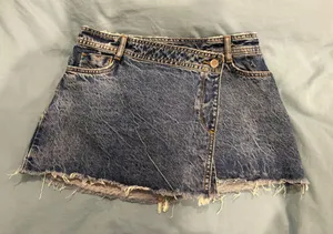 Zara Blue Denim Wrap Skirt thumbnail 1