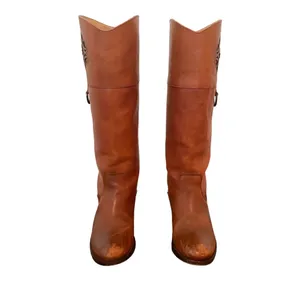 Frye Melissa Logo Leather Riding Boots Cognac Brown Sz 6.5 thumbnail 3