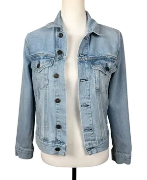 Reformation Jeans Jacket Women XS Blue Tahoe Light Wash Denim Button Front thumbnail 1