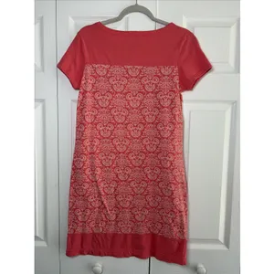 Disney Parks Mickey Damask T-Shirt Dress Womens Size M Pink Cotton Mini Short Sl thumbnail 3